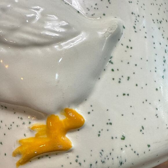 Ceramic Country Goose Blue Speckled Design Utensil Holder 90's Kitchen Decor - Picture 6 of 16